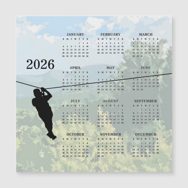 Zipline Adventure 2026 Calendar Magnetic Card Magnetkarte (Vorderseite)