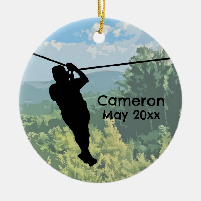 Zipline Adventure Keramik Ornament (Vorne)
