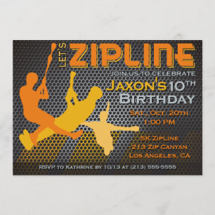 Zipling Boys zum Geburtstag Einladung - Zipline