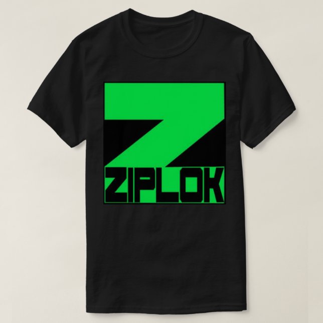 Ziplok - grünes Neonlogo - schwarzer T - Shirt (Design vorne)