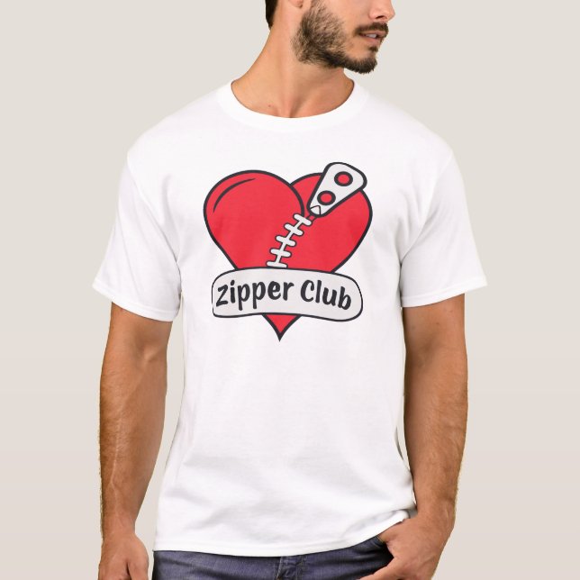 Zipper Club Offenes Herz Operation Survivor Funny T-Shirt (Vorderseite)
