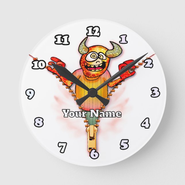 Zipper Monster Runde Wanduhr (Vorderseite)