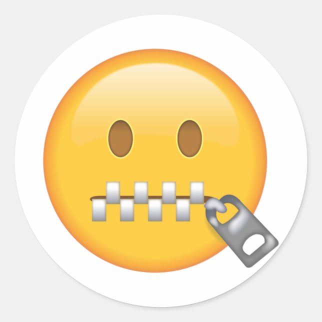 Zipper-Mouth Face - Emoji Runder Aufkleber (Vorderseite)