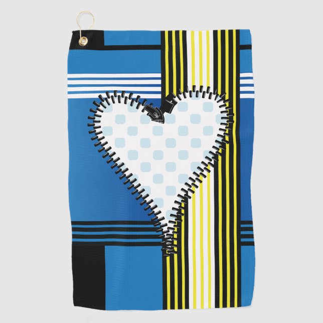 Zipper Outlinated Heart Golfhandtuch (Vorderseite)