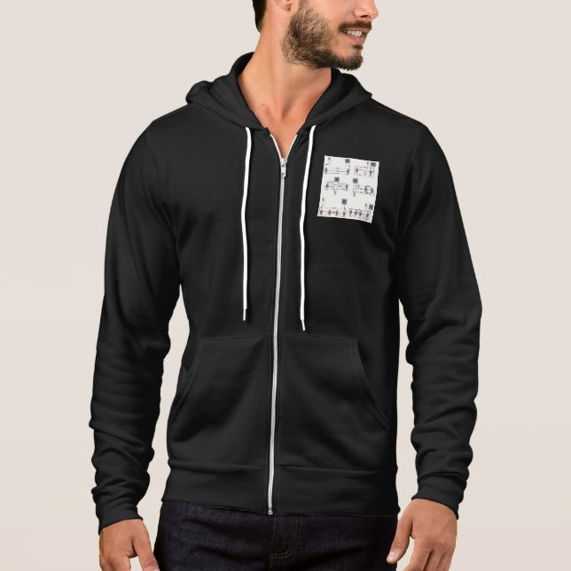 Zipperte Hoodie mit 3-Wege-Schaltdiagrammen (Vorderseite)