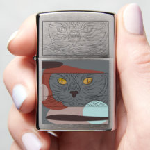 Zippo Lighter Cat Portrait