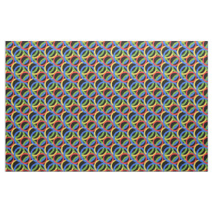 Zirkel, bunt, Regenbogenringe, Punkte auf schwarz Stoff