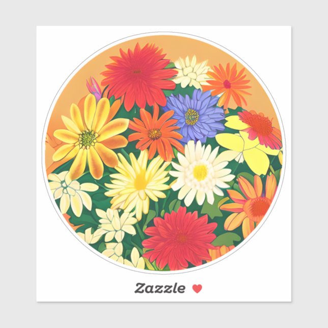 Zirkel der Blume, der farbigen Säulen und der Aste Aufkleber (Blatt)