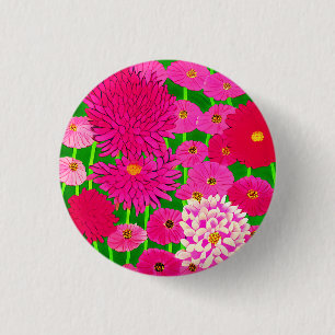 Zirkel der Blume, Fuchsienrosa Chrysanthemen Button