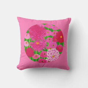 Zirkel der Blume, Fuchsienrosa Chrysanthemen Kissen