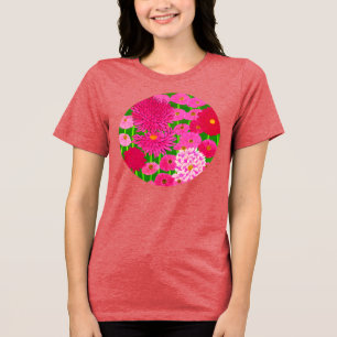 Zirkel der Blume, Fuchsienrosa Chrysanthemen Tri-Blend Shirt