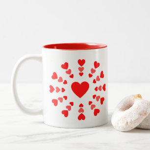 Zirkel der Herz-Tasse Zweifarbige Tasse