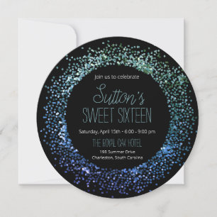 Zirkel des blauen Glitzer Einladung