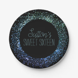 Zirkel des blauen Glitzer Pappteller