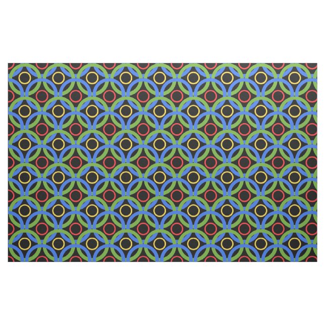 Zirkel, farbig, Regenbogenring auf schwarz Stoff (Fat Quarter (45,7 x 55,9 cm))