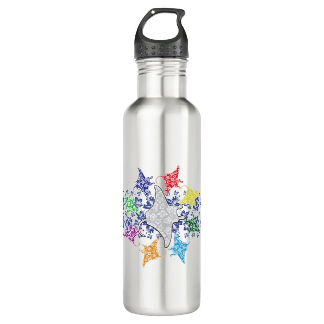 Zirkel-floral-Manta-Rays Edelstahlflasche (Vorderseite)