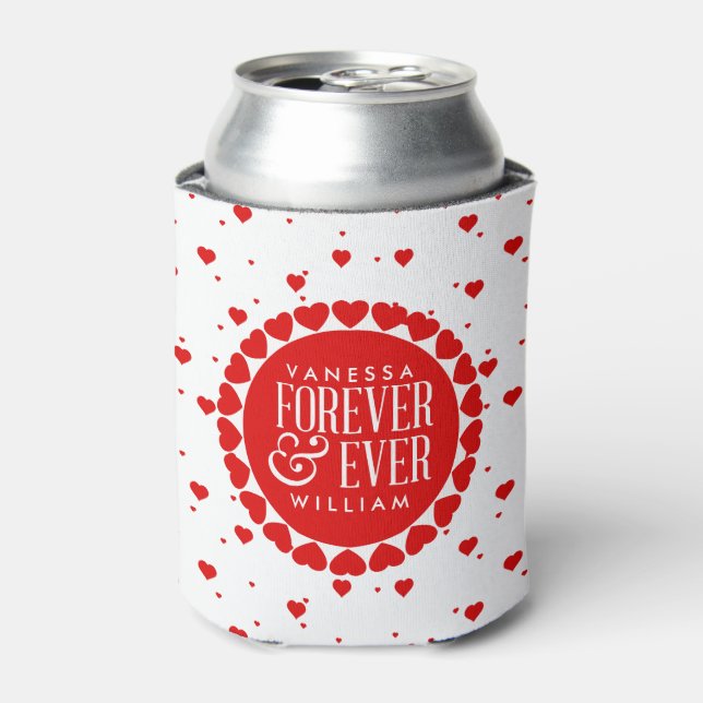 Zirkel "Forever & Ever Red & White Hearts" Dosenkühler (Kanne Vorderseite)