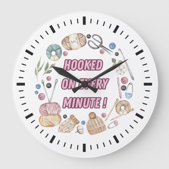 Zirkel "Häkelelemente" Große Wanduhr (Vorderseite)
