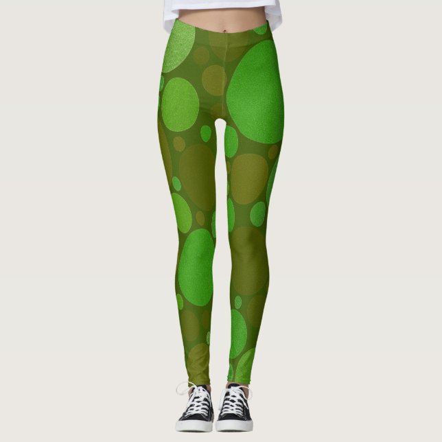 Zirkelblasen von Leggings der grünen Kunst (Vorderseite)