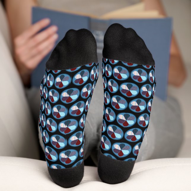 ZIRKELGEOMETRISCHE ZEICHENPATTERKARTE SCHWARZ SOCKEN (Unterseite)