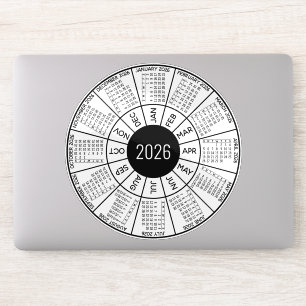Zirkelkalender 2026 - Modernes Schwarz-weiß Aufkleber