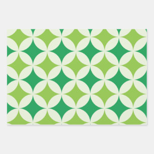 Zirkeln der modernen weißen grünen Sternexplosione Geschenkpapier Set