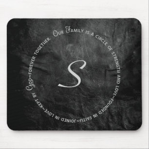 Zirkelzitat und Monogramm aus Leder Mousepad