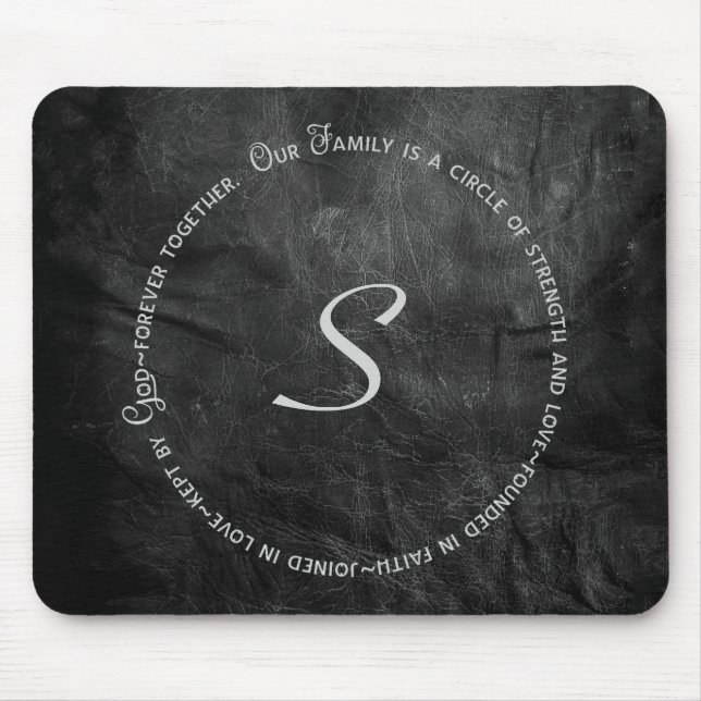 Zirkelzitat und Monogramm aus Leder Mousepad (Vorne)