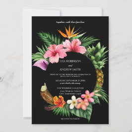 Zirkuläre tropische Hawaiianische Blumenhochzeit - Einladung