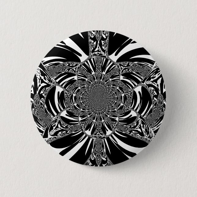 Zirkuläre Zebra Kaleidoskop Kunst Print Button (Vorderseite)