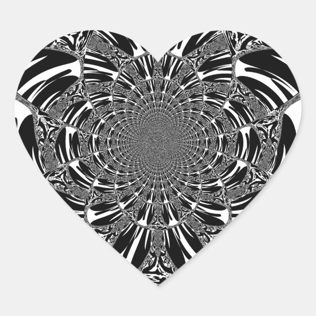Zirkuläre Zebra Kaleidoskop Kunst Print Herz-Aufkleber (Vorderseite)