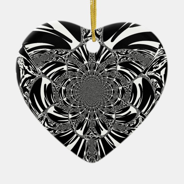 Zirkuläre Zebra Kaleidoskop Kunst Print Keramik Ornament (Vorne)