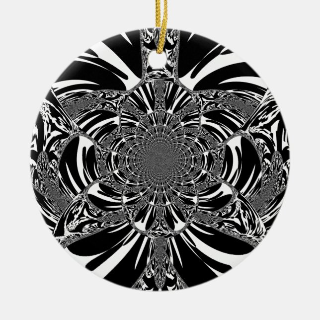 Zirkuläre Zebra Kaleidoskop Kunst Print Keramik Ornament (Vorne)