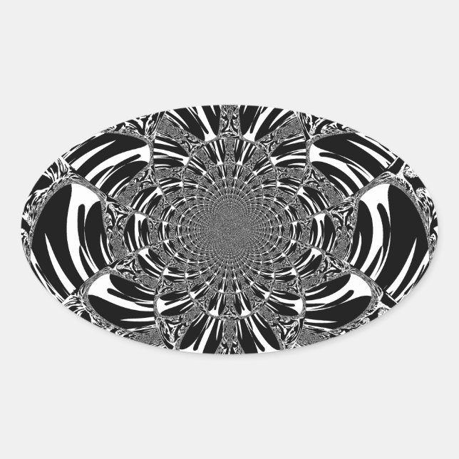 Zirkuläre Zebra Kaleidoskop Kunst Print Ovaler Aufkleber (Vorderseite)