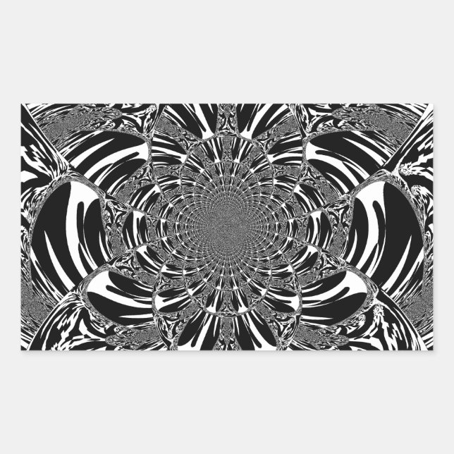 Zirkuläre Zebra Kaleidoskop Kunst Print Rechteckiger Aufkleber (Vorderseite)
