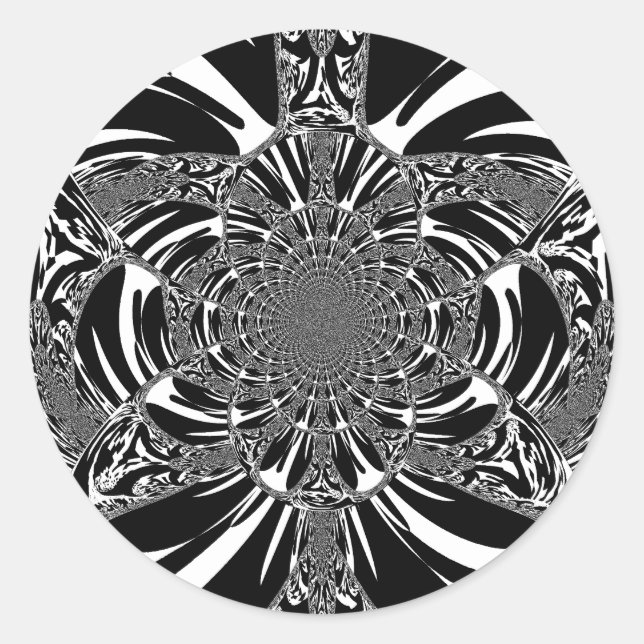 Zirkuläre Zebra Kaleidoskop Kunst Print Runder Aufkleber (Vorderseite)