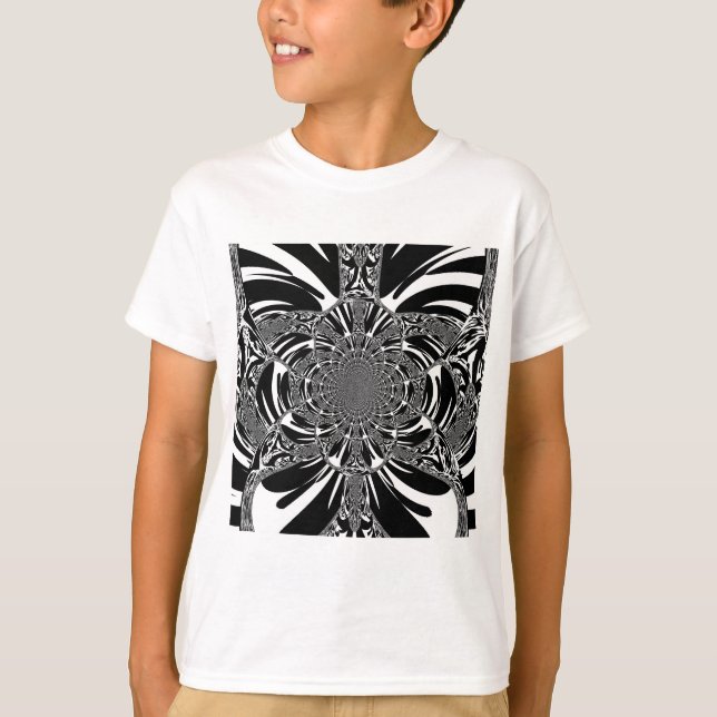 Zirkuläre Zebra Kaleidoskop Kunst Print T-Shirt (Vorderseite)