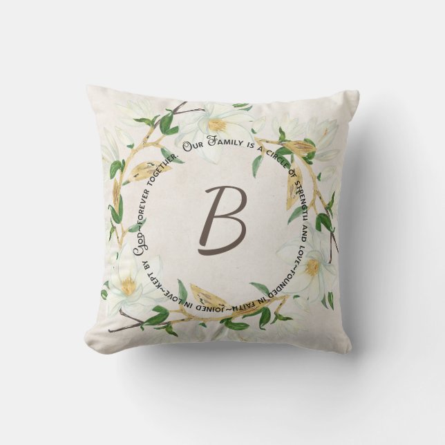 Zirkularquote und Kräne mit Monogramm Kissen (Vorderseite)