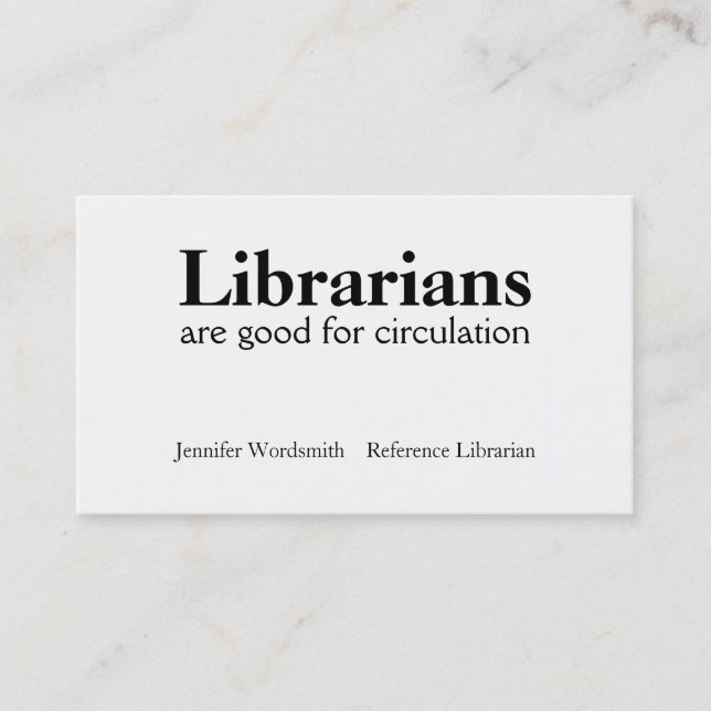 Zirkulations-Wortspiel-Bibliothekar-Visitenkarten Visitenkarte (Vorderseite)