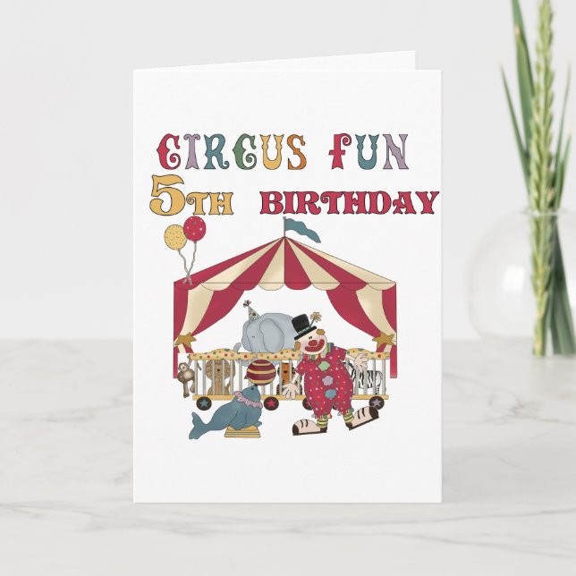 Zirkus 5. Geburtstagsgeschenke Karte (Vorderseite)