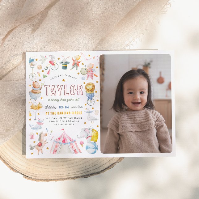 Zirkus | Aquarellkarneval Foto Geburtstag Einladung (Von Creator hochgeladen)