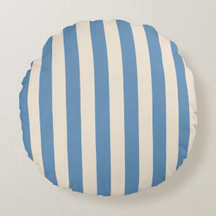 Zirkus-Blau-Creme-Streifen im Vintage-Stil Retro Rundes Kissen