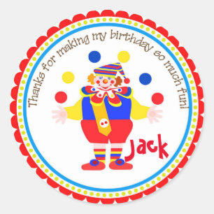 Zirkus-Clown-Karnevals-Geburtstags-Party-Aufkleber Runder Aufkleber