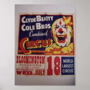 Zirkus, "Clyde Beatty und Cole Bros" Retro Theater Poster
