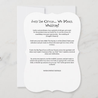 Zirkus der Liebe: Funny Wedding Invitation Templat Einladung