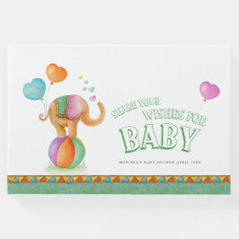 Zirkus Elefant Aquarell Babydusche grün Gästebuch