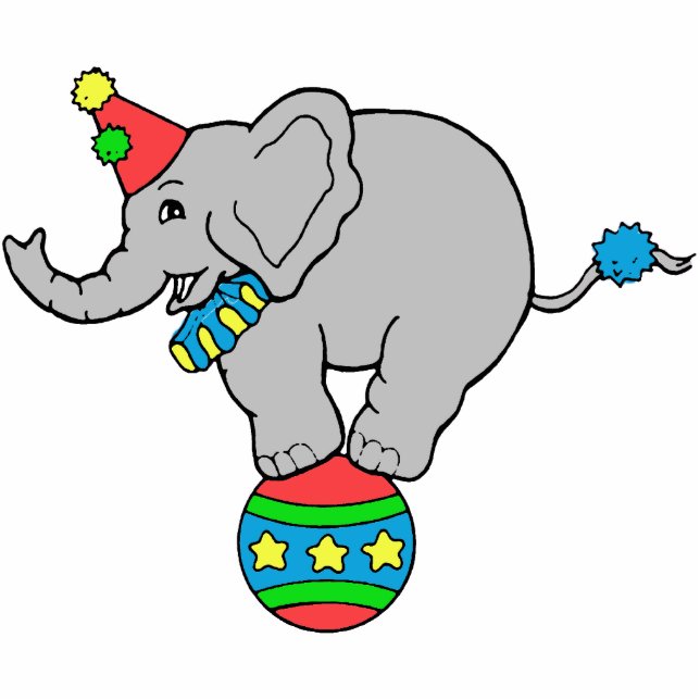 Zirkus-Elefant Freistehende Fotoskulptur (Vorne)