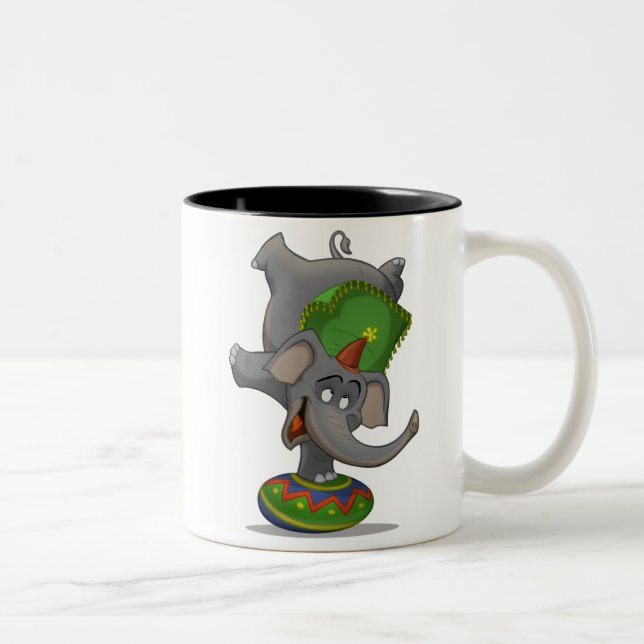 Zirkus-Elefant-Tasse Zweifarbige Tasse (Rechts)