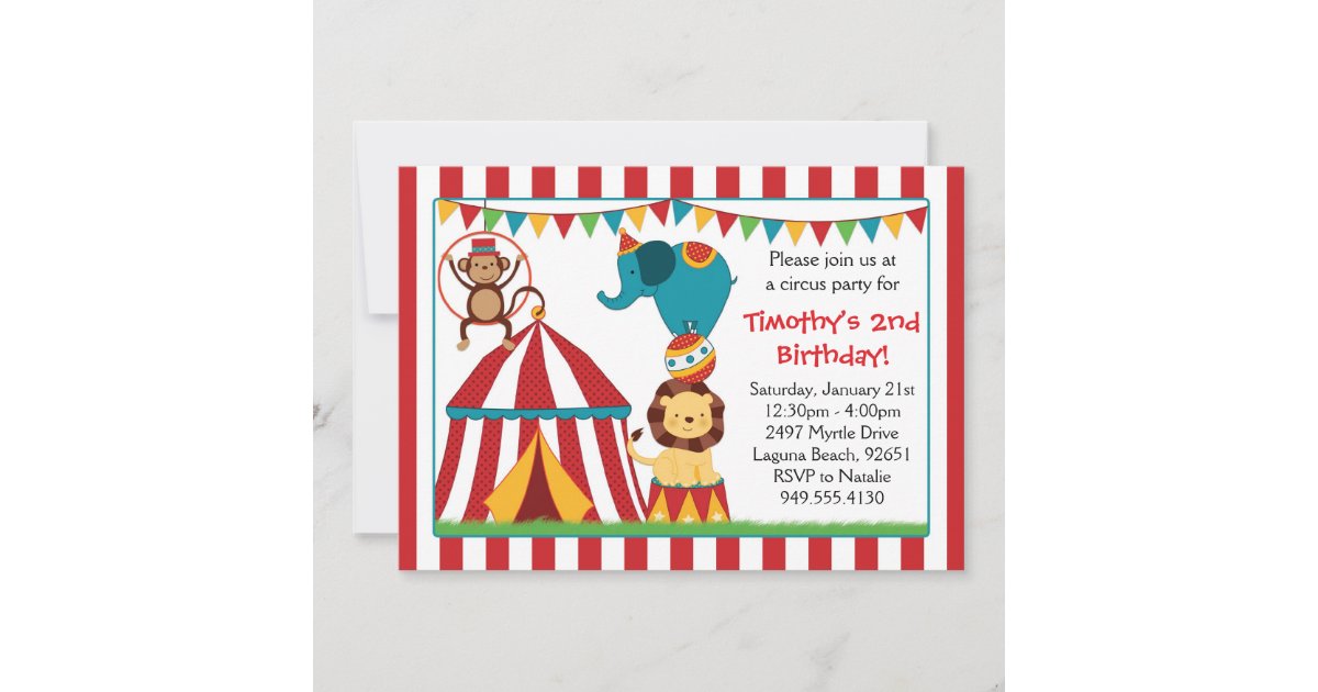 Zirkus-Geburtstags-Party Einladung  Zazzle.ch