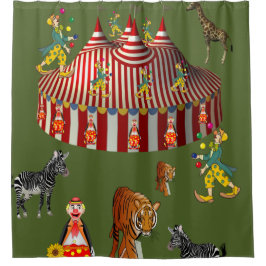 Zirkus-grüner weißer Kinderduschvorhang Duschvorhang